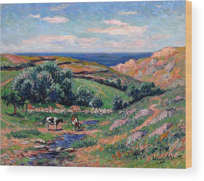 A Valley In Sadaine Wood Print featuring the painting A Valley in Sadaine by Henri Moret
