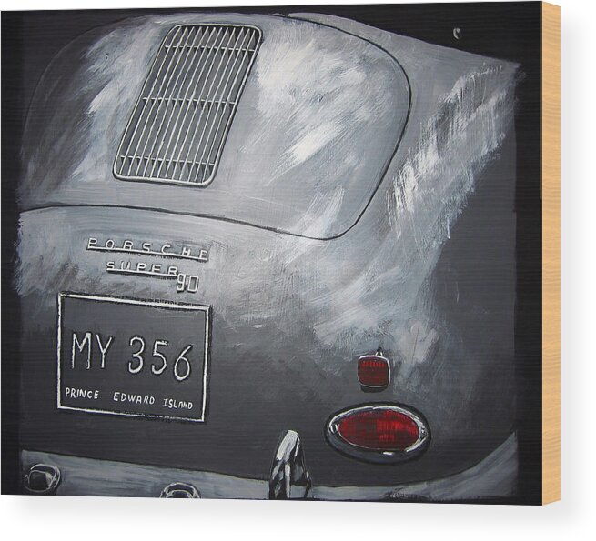 Car Wood Print featuring the painting 356 Porsche rear by Richard Le Page