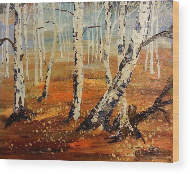 Last Leaves Wood Print featuring the painting #38 Last Leaves #38 by Cheryl Nancy Ann Gordon