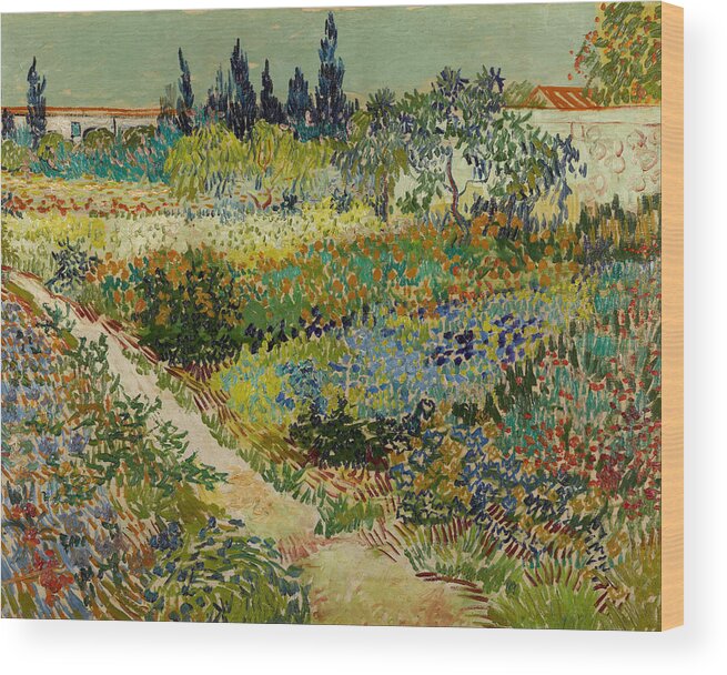 Vincent Van Gogh Wood Print featuring the painting Garden At Arles #2 by Vincent Van Gogh