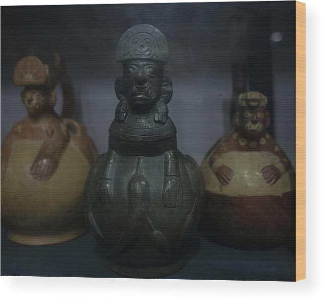 Artifacts Wood Print featuring the digital art Museo Larco Artifacts #4 by Carol Ailles