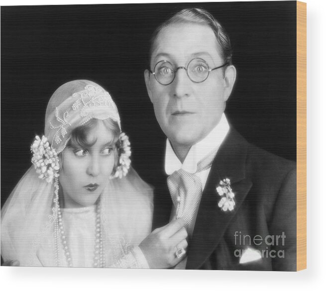 -weddings & Gowns- Wood Print featuring the photograph Silent Film Still: Wedding #5 by Granger