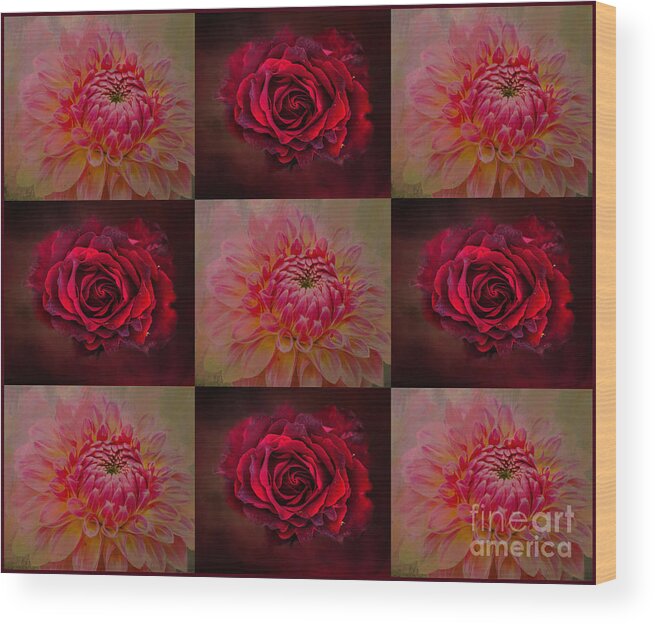 Shades Of Red Wood Print featuring the mixed media 50 Shades of Red by Eva Lechner