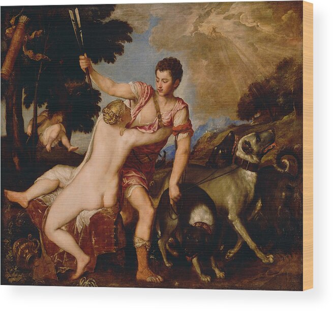 Titian Wood Print featuring the painting Venus And Adonis #9 by Titian