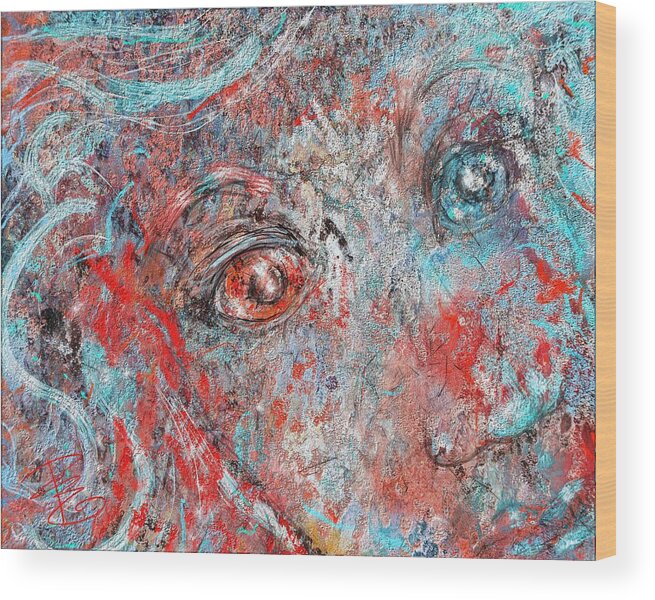 Scarred Wood Print featuring the digital art A bare and broken rocky face by Debra Baldwin