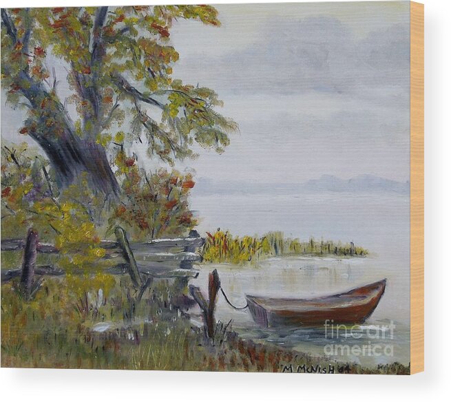 Boat Wood Print featuring the painting A boat waiting by Marilyn McNish