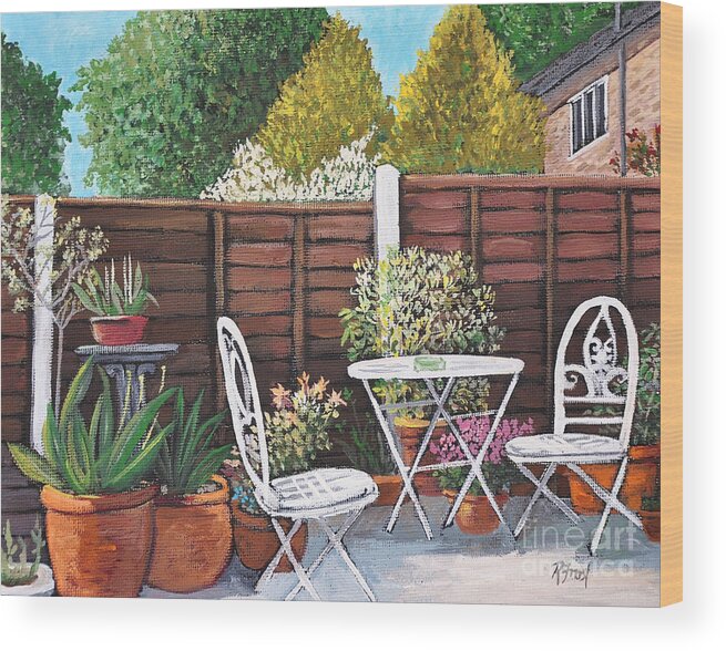 Gardens Wood Print featuring the painting A Little British Garden by Reb Frost