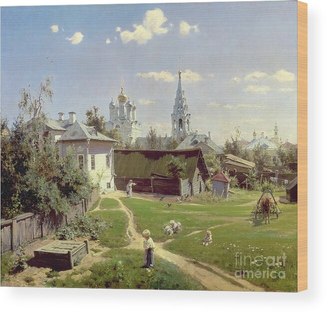 Small Wood Print featuring the painting A Small Yard in Moscow by Vasilij Dmitrievich Polenov
