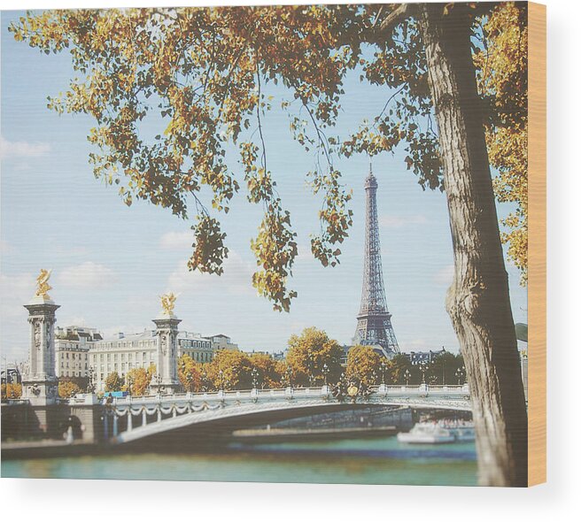 Paris Photography Wood Print featuring the photograph A stroll along the River Seine in Paris by Ivy Ho