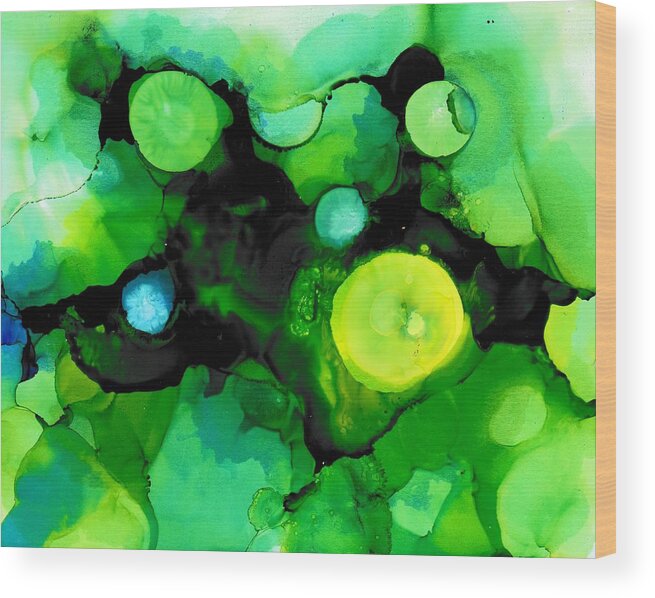 Abstract Wood Print featuring the painting A Tribute to the Emerald Isle by Louise Adams