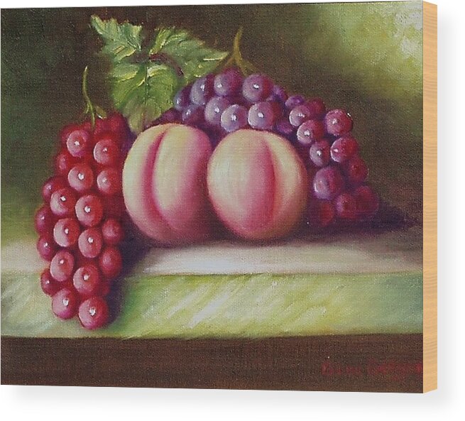Still Life - Fruit - Oil Painting Wood Print featuring the painting A Wee snack by Gene Gregory