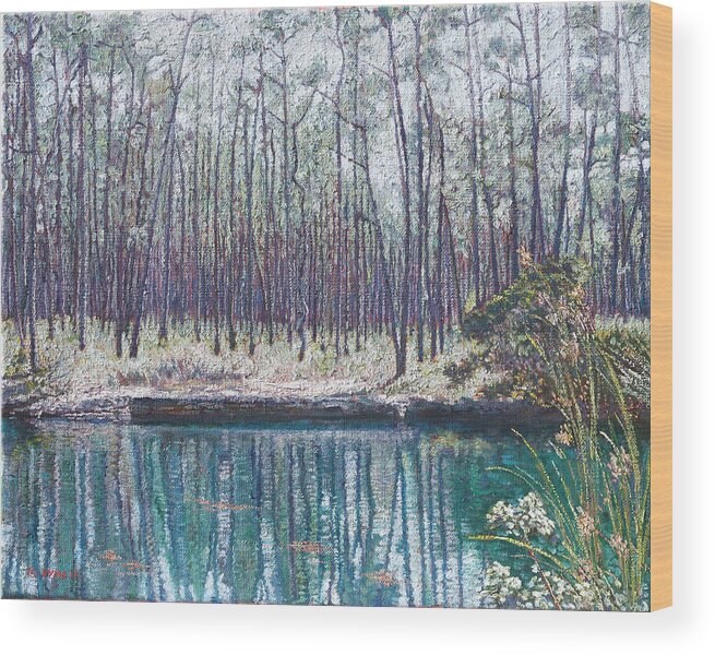 Abaco Blue Hole Wood Print featuring the painting Abaco Blue Hole by Ritchie Eyma