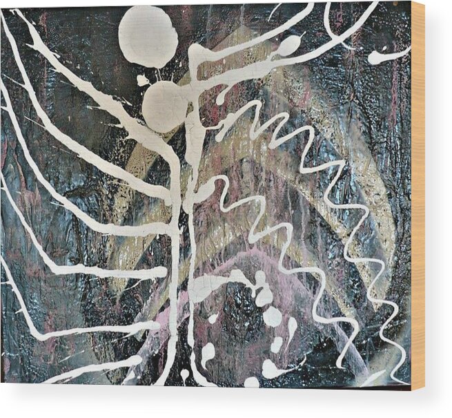  Wall Art Wood Print featuring the painting Abstract 6 by 'REA' Gallery