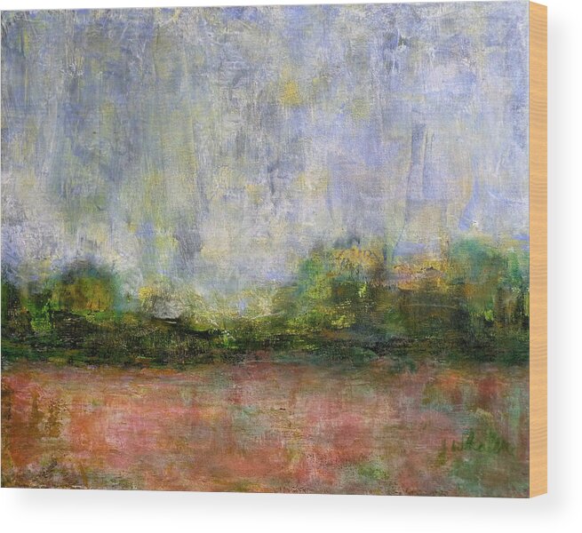 Abstract Landscape #310 Wood Print featuring the painting Spring Rain - Abstract Landscape #310 by Jim Whalen