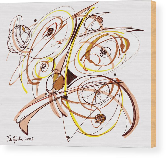 Abstract Art Wood Print featuring the drawing Abstract Pen Drawing Five by Lynne Taetzsch