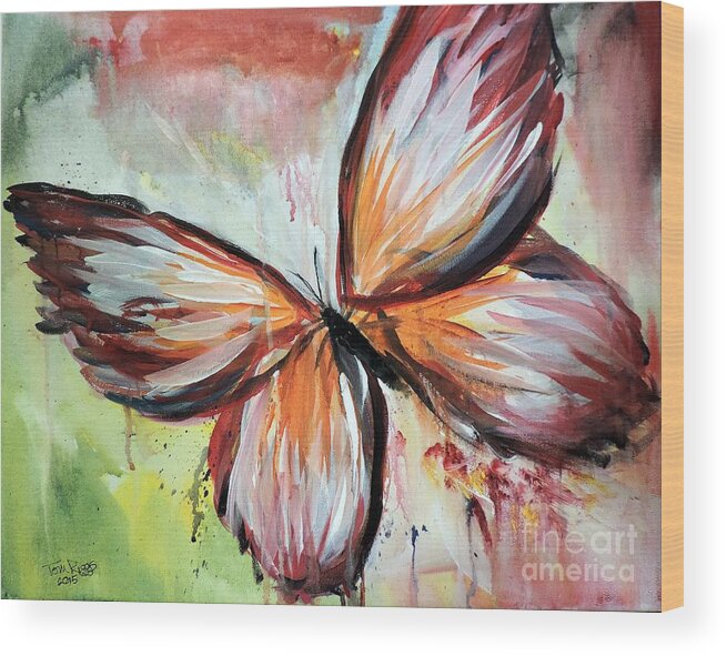 Butterfly Wood Print featuring the painting Acrylic Butterfly by Tom Riggs