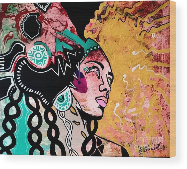 African Gypsy Wood Print featuring the painting African Gypsy by Amy Sorrell