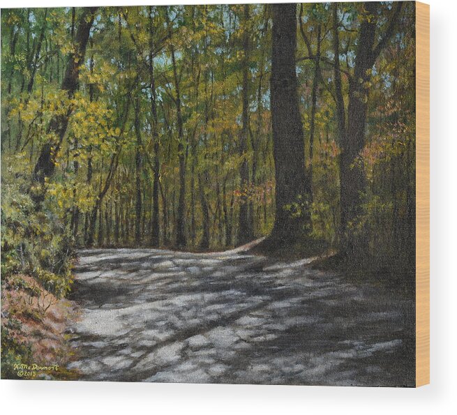 Mountain Road Wood Print featuring the painting Afternoon Shadows - Oconne State Park by Kathleen McDermott