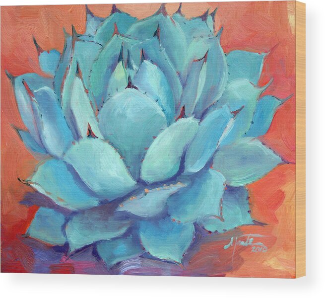 Agave Wood Print featuring the painting Agave 3 by Athena Mantle