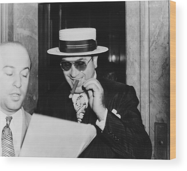 History Wood Print featuring the photograph Al Capone, With A Cigar And A Big by Everett