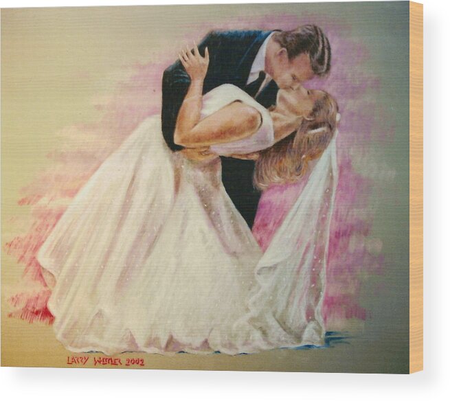 Wedding Wood Print featuring the pastel Allen and Trish by Larry Whitler