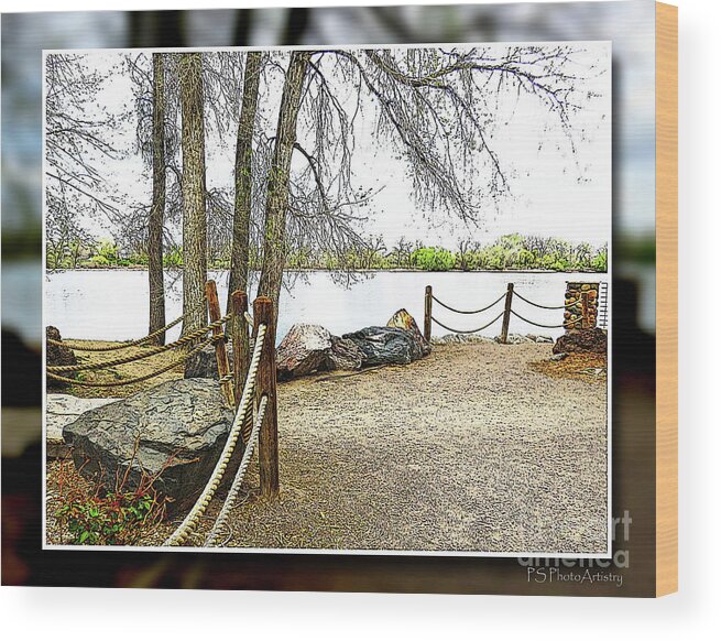 Colorado Wood Print featuring the digital art Almost spring at Lafayette Lake by Deb Nakano