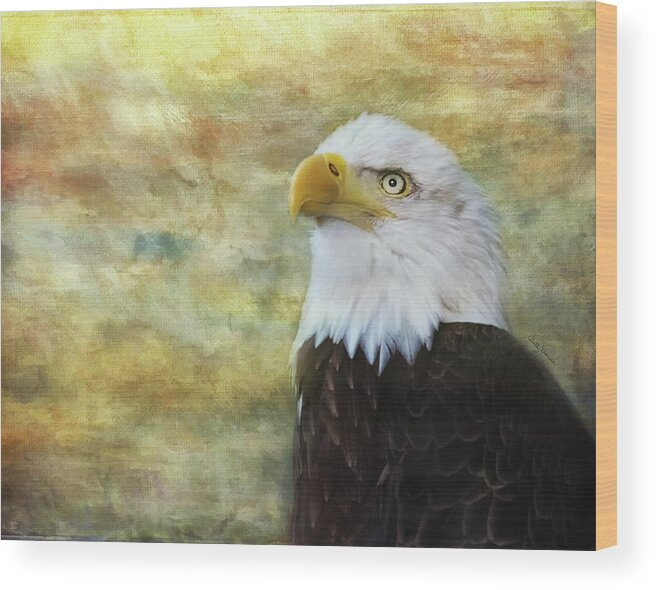 American Wood Print featuring the photograph American Bald Eagle at Sunrise by Betty Denise