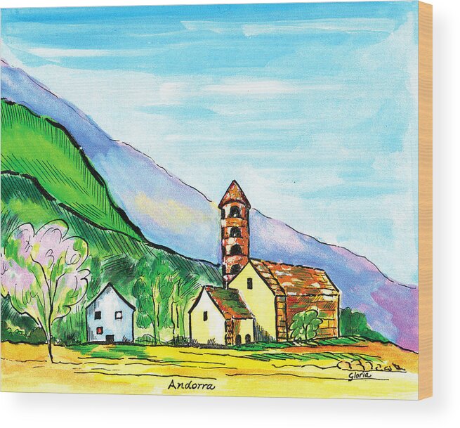 Andorra Wood Print featuring the painting Andorra by Gloria Dietz-Kiebron