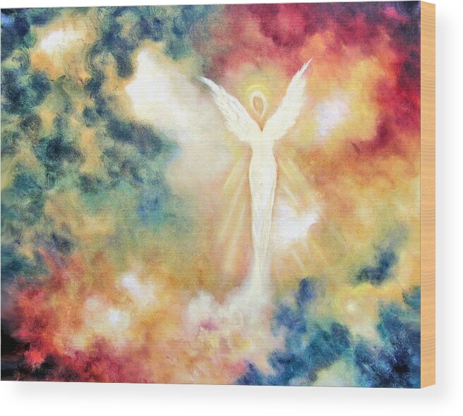 Angel Wood Print featuring the painting Angel Light by Marina Petro