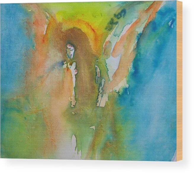 Abstract Wood Print featuring the painting Angel of Kindness by Judith Redman