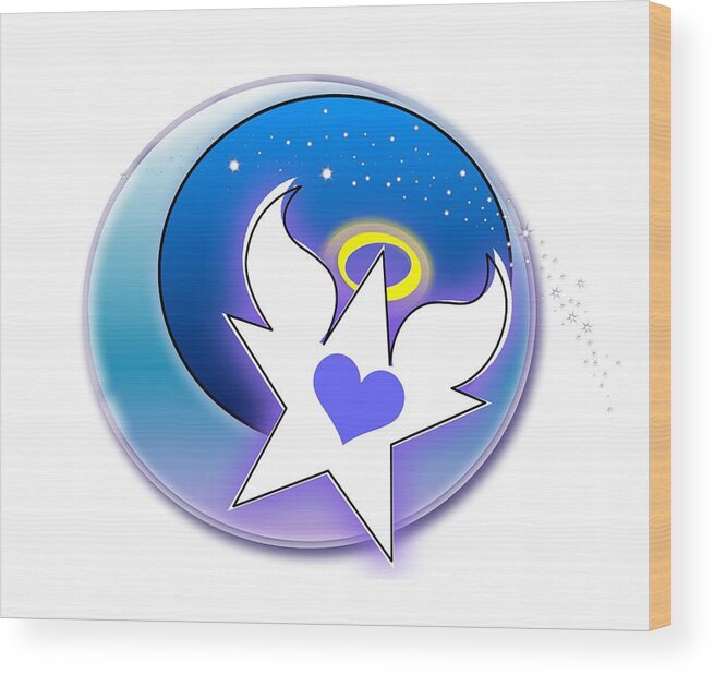 Angel Wood Print featuring the digital art Angel Star Icon by Shelley Overton