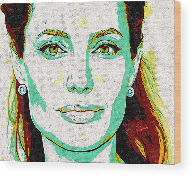 Bestof Wood Print featuring the digital art Angelina Jolie by Charlie Roman