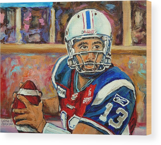 Anthony Calvillo Wood Print featuring the painting Anthony Calvillo by Carole Spandau