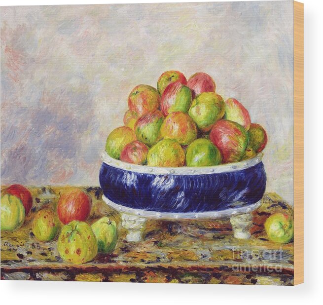  Pierre Auguste Renoir Wood Print featuring the painting Apples in a Dish by Pierre Auguste Renoir