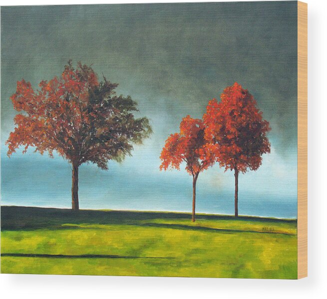 Landscape Wood Print featuring the painting Approaching Storm by Marina Petro