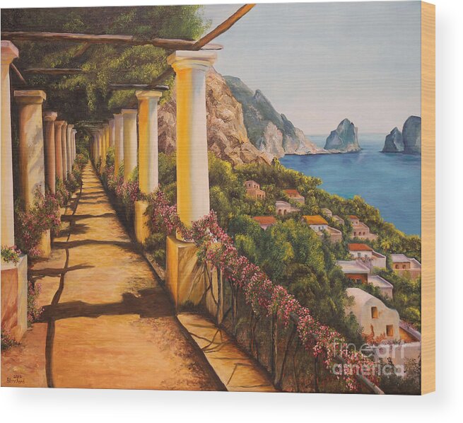Italy Paintings Wood Print featuring the painting Arbor Walk in Capri by Charlotte Blanchard