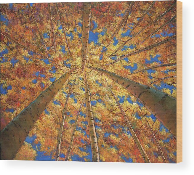 Aspen Trees Wood Print featuring the painting Ascension by Johnathan Harris