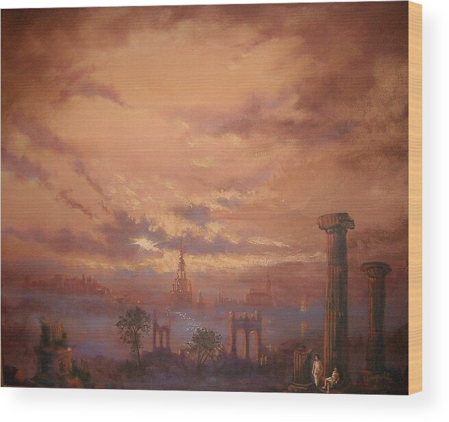 Atlantis Wood Print featuring the painting Atlantis Faded Glory by Tom Shropshire