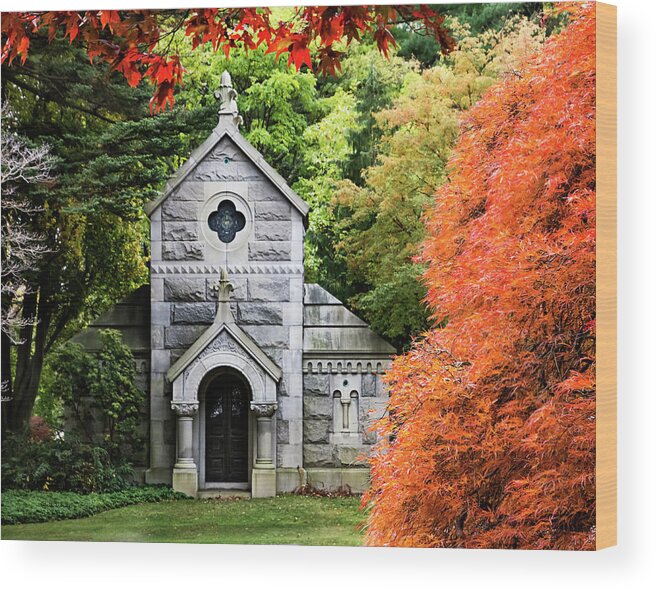 Autumn Wood Print featuring the photograph Autumn Chapel by Betty Denise