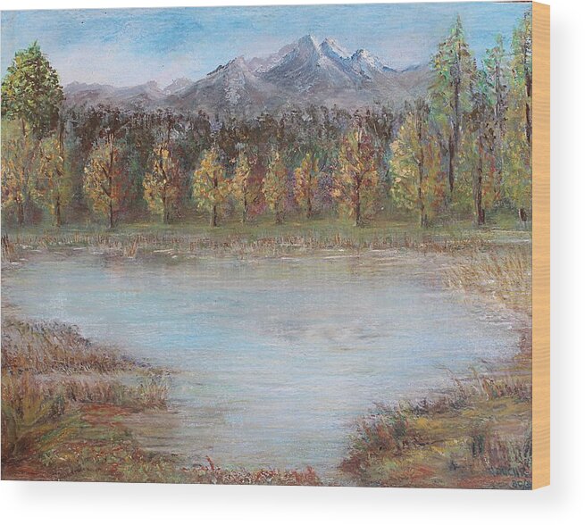 Landscape Wood Print featuring the pastel Autumn in Maule by Norma Duch