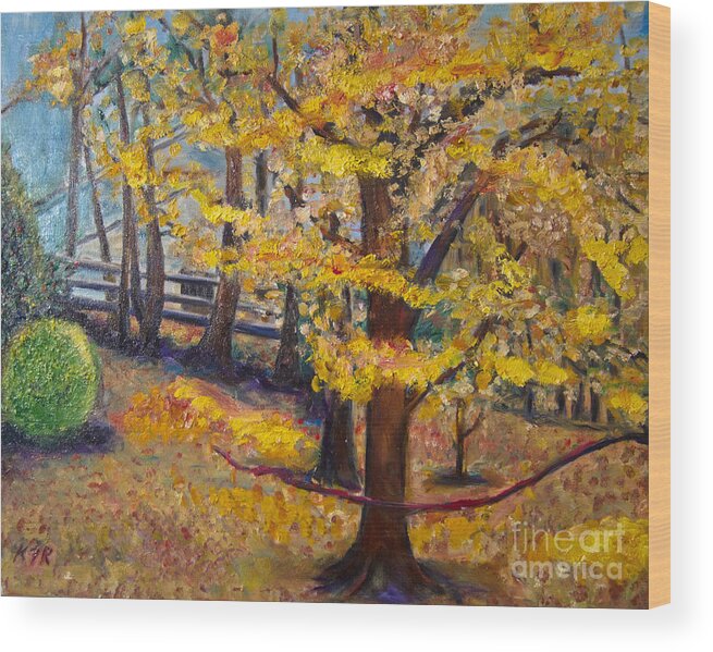 Autumn Wood Print featuring the painting Autumn by Karen E. Francis by Karen Francis