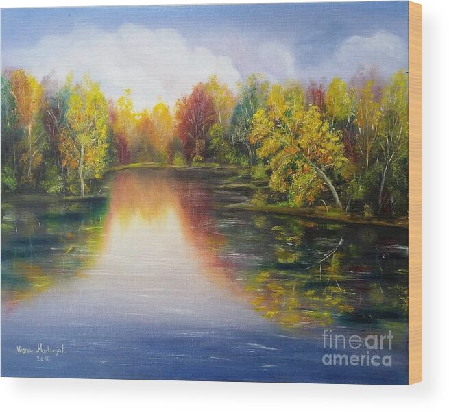 Autumn Wood Print featuring the painting Autumn reflections 2 by Vesna Martinjak