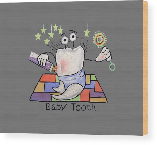 Baby Tooth T-shirts Wood Print featuring the painting Baby Tooth T-Shirt by Anthony Falbo