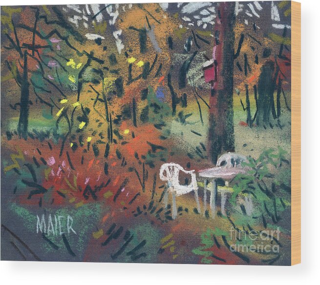 Pastel Wood Print featuring the painting Backyard in Autumn by Donald Maier