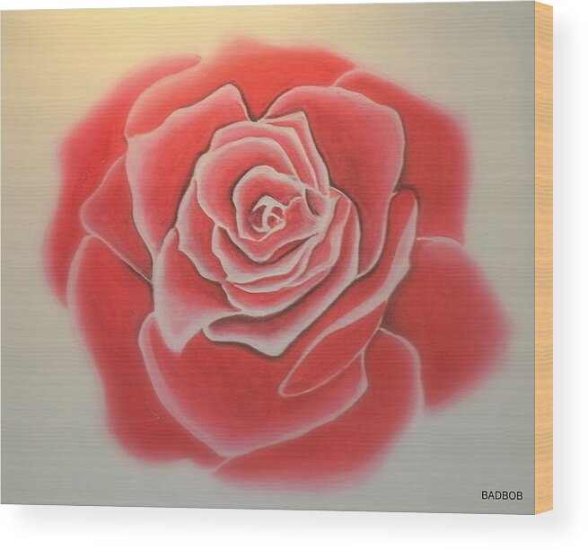 Rose Wood Print featuring the painting Badrose by Robert Francis
