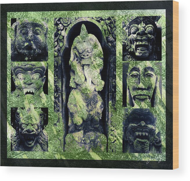 Mask Wood Print featuring the photograph Bali Masks by Jamie Johnson