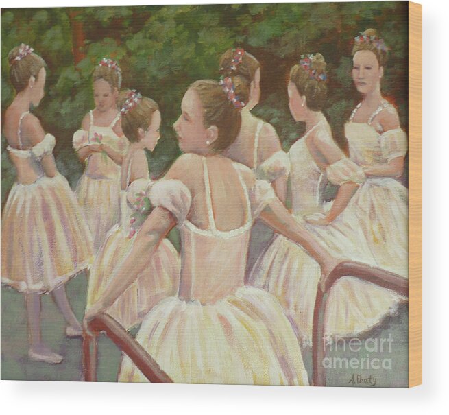 Ballet Wood Print featuring the painting Ballet Recital by Audrey Peaty