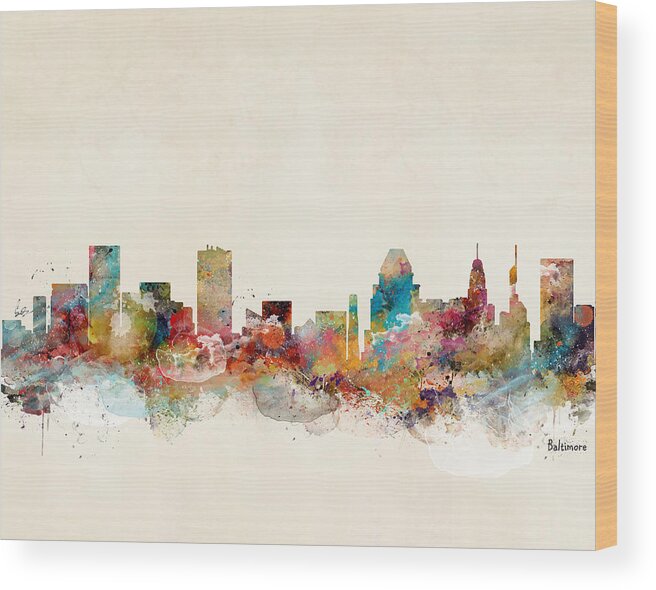 Baltimore Maryland Wood Print featuring the painting Baltimore Maryland by Bri Buckley