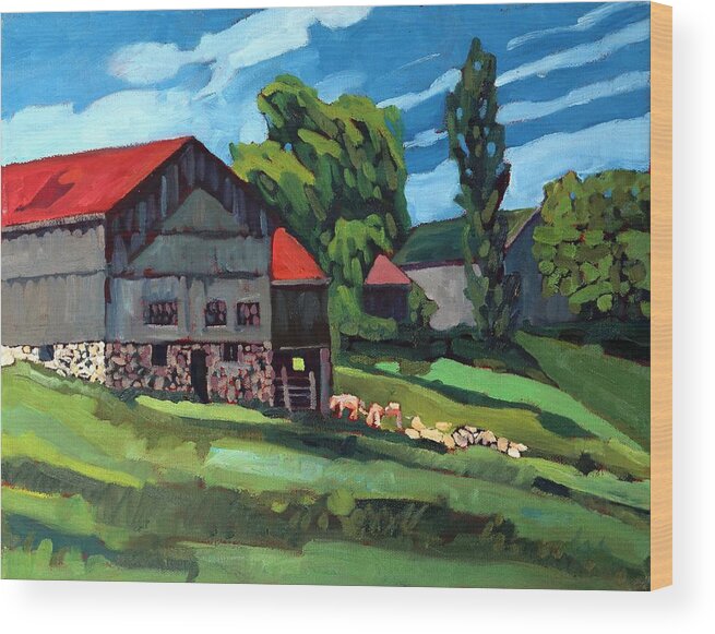 814 Wood Print featuring the painting Barn Roofs by Phil Chadwick