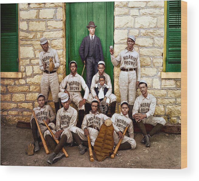 Baseball Wood Print featuring the photograph Baseball Players by Maria Coulson